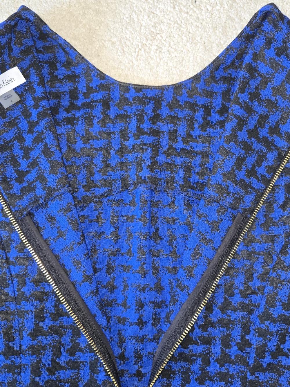 Calvin Klein Taylored Royal Blue and Black Midi Sheath Minimalist Dress Size 4 - Picture 4 of 8